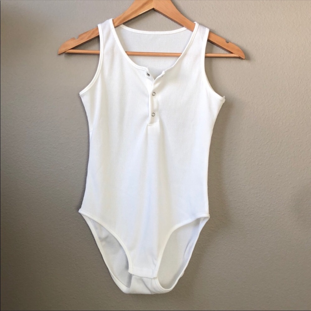 White Button bodysuit size small